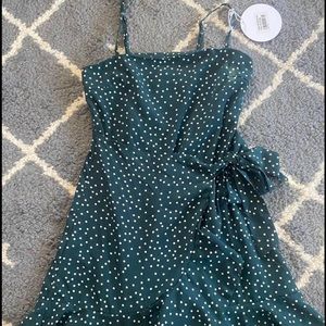 Princess Polly green poka dot dress